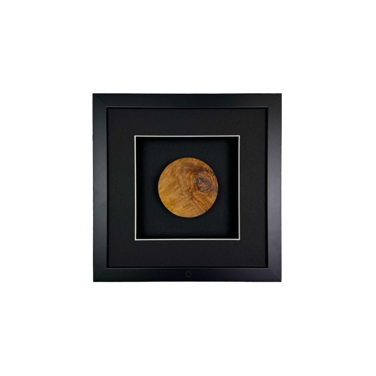 Quadratwerk Wandbild Noble Wood Rund 27cm - Rahmen Schwarz, Hintergrund Schwarz, Passepartout Schwarz/Weiß