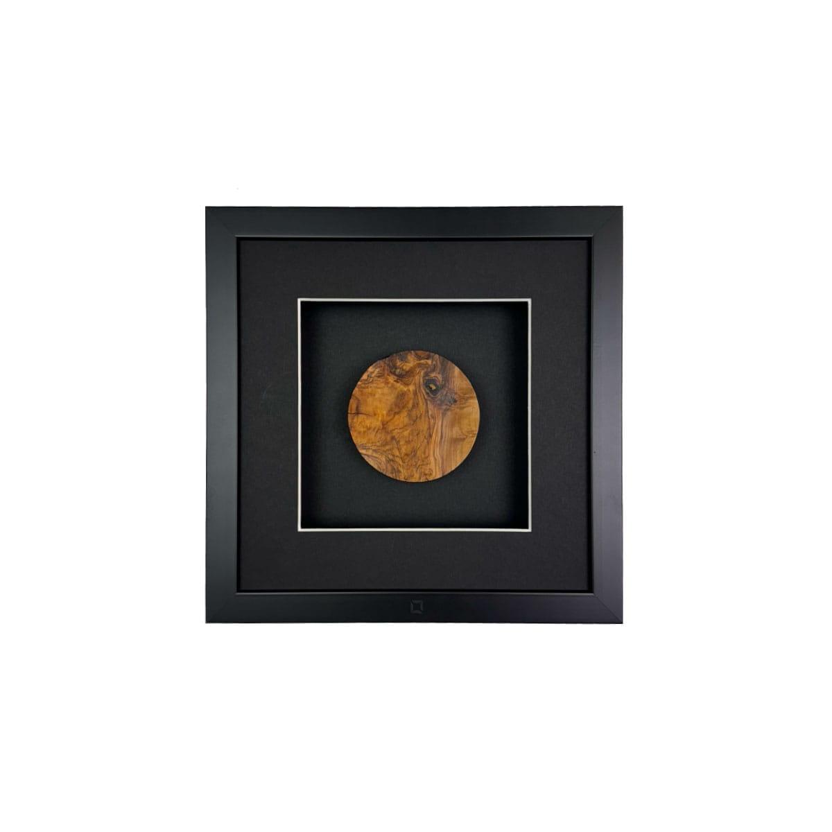 Quadratwerk Wandbild Noble Wood Rund 27cm - Rahmen Schwarz, Hintergrund Schwarz, Passepartout Schwarz/Weiß