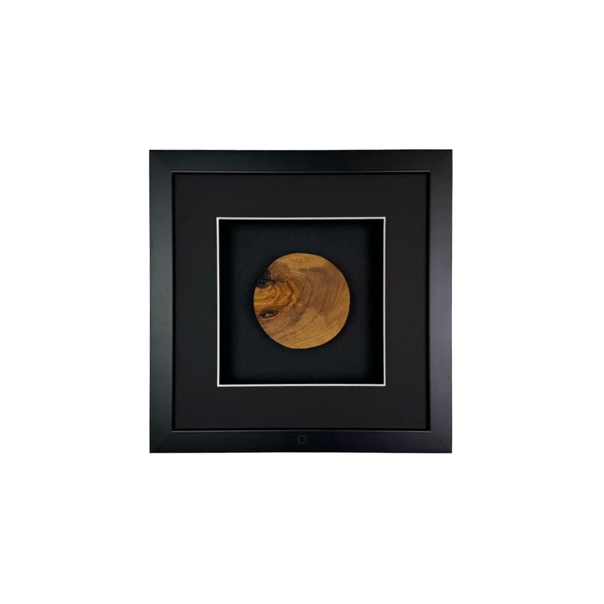 Quadratwerk Wandbild Noble Wood Rund 27cm - Rahmen Schwarz, Hintergrund Schwarz, Passepartout Schwarz/Weiß