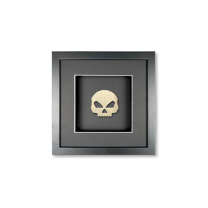 Quadratwerk Wandbild  Seitenansicht Prestige Steel Skull 27cm - Rahmen Schwarz, Hintergrund Schwarz, Passepartout Schwarz/Weiß
