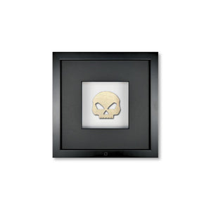 Quadratwerk Wandbild  Seitenansicht Prestige Steel Skull 27cm - Rahmen Schwarz, Hintergrund Weiß, Passepartout Schwarz/Schwarz