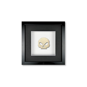 Quadratwerk Wandbild  Seitenansicht Prestige Steel Skull 27cm - Rahmen Schwarz, Hintergrund Weiß, Passepartout Schwarz/Weiß