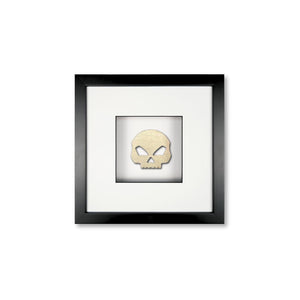 Quadratwerk Wandbild  Seitenansicht Prestige Steel Skull 27cm - Rahmen Schwarz, Hintergrund Weiß, Passepartout Weiß/Schwarz