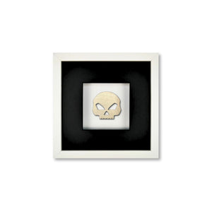 Quadratwerk Wandbild Prestige Steel Skull 27cm - Rahmen Weiß, Hintergrund Weiß, Passepartout Schwarz/Schwarz