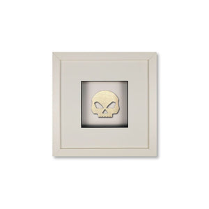 Quadratwerk Wandbild Prestige Steel Skull 27cm - Rahmen Weiß, Hintergrund Weiß, Passepartout Weiß/Schwarz