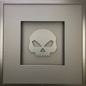 Wandbild Totenkopf schwarz groß 58x58 cm – Pure Black Skull Quadratwerk, mattschwarzes Totenkopf-Motiv 3D-Optik handgefertigt Made in Germany