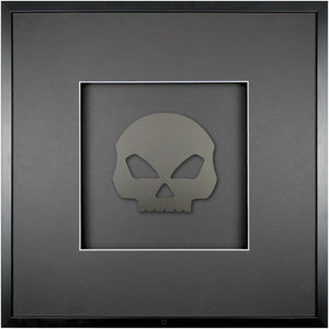 Quadratwerk Wandbild Pure Black Totenkopf 58cm - Rahmen Schwarz, Hintergrund Schwarz, Passepartout Schwarz/Weiß