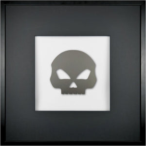 Quadratwerk Wandbild Pure Black Totenkopf 58cm - Rahmen Schwarz, Hintergrund Weiß, Passepartout Schwarz/Schwarz