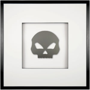 Quadratwerk Wandbild Pure Black Totenkopf 58cm - Rahmen Schwarz, Hintergrund Weiß, Passepartout Weiß/Schwarz