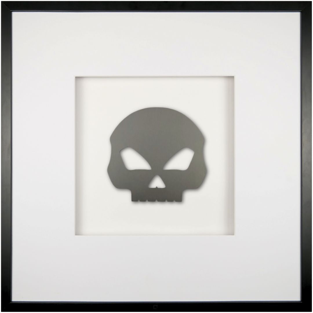 Quadratwerk Wandbild Pure Black Totenkopf 58cm - Rahmen Schwarz, Hintergrund Weiß, Passepartout Weiß/Weiß