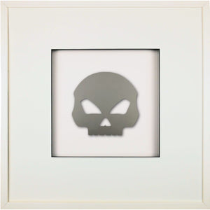 Quadratwerk Wandbild Pure Black Totenkopf 58cm - Rahmen Weiß, Hintergrund Weiß, Passepartout Weiß/Schwarz