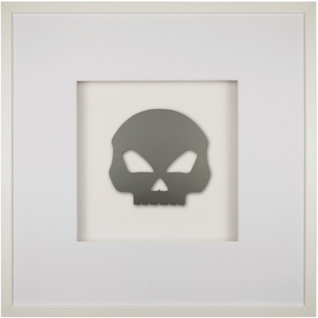 Quadratwerk Wandbild Pure Black Totenkopf 58cm - Rahmen Weiß, Hintergrund Weiß, Passepartout Weiß/Weiß