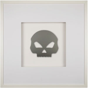 Quadratwerk Wandbild Pure Black Totenkopf 58cm - Rahmen Weiß, Hintergrund Weiß, Passepartout Weiß/Weiß