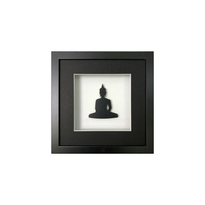 Wandbild Buddha schwarz klein 27x27 cm – Pure Black Buddha Quadratwerk, mattschwarze Buddha-Silhouette minimalistisch 3D-Optik handgefertigt Made in Germany