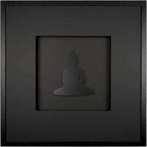 Quadratwerk Wandbild Detailansicht Pure Black Buddha 58cm - Rahmen Schwarz, Hintergrund Schwarz, Passepartout Schwarz/Schwarz