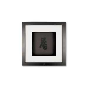 Quadratwerk Wandbild Pure Black Gecko 27cm - Rahmen Schwarz, Hintergrund Schwarz, Passepartout Weiß/Weiß