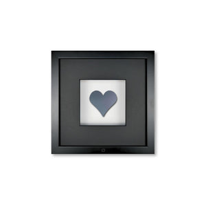 Quadratwerk Wandbild Pure Black Heart 27cm - Rahmen Schwarz, Hintergrund Weiß, Passepartout Schwarz/Schwarz