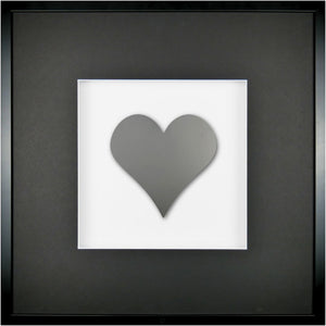 Quadratwerk Wandbild Pure Black Herz 58cm - Rahmen Schwarz, Hintergrund Weiß, Passepartout Schwarz/Weiß