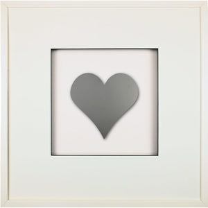 Quadratwerk Wandbild Pure Black Herz 58cm - Rahmen Weiß, Hintergrund Weiß, Passepartout Weiß/Schwarz
