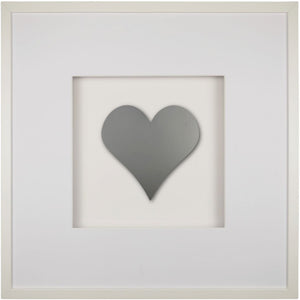 Quadratwerk Wandbild Pure Black Herz 58cm - Rahmen Weiß, Hintergrund Weiß, Passepartout Weiß/Weiß