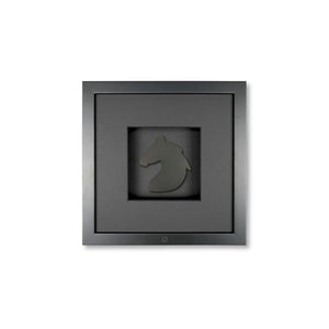 Quadratwerk Wandbild Pure Black Knight Pferdekopf 27cm - Rahmen Schwarz, Hintergrund Schwarz, Passepartout Schwarz/Schwarz