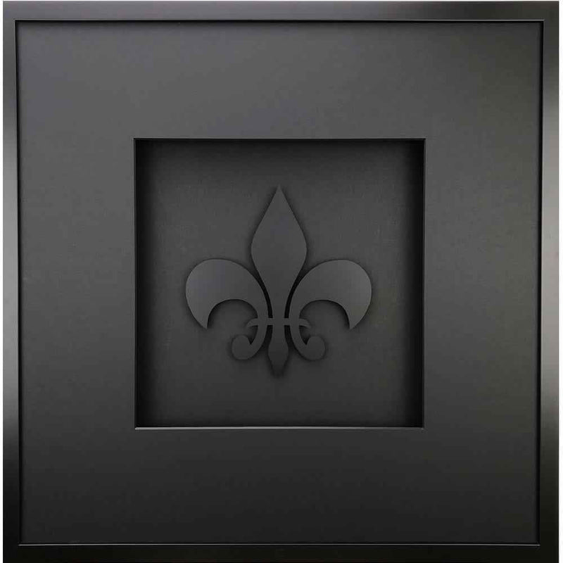 Quadratwerk Wandbild Pure Black Lilie 58cm - Rahmen Schwarz, Hintergrund Schwarz, Passepartout Schwarz/Schwarz