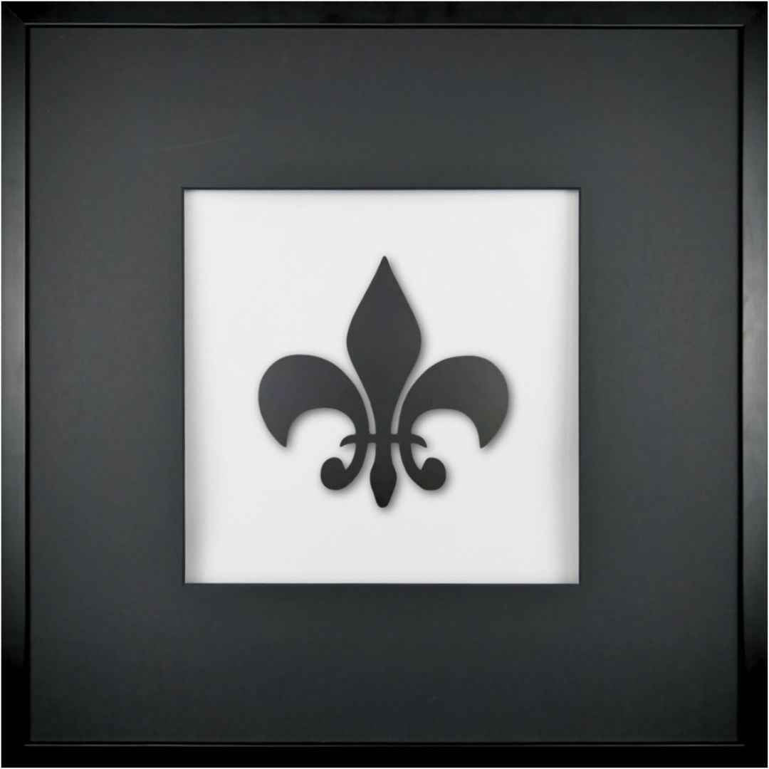 Quadratwerk Wandbild Pure Black Lilie 58cm - Rahmen Schwarz, Hintergrund Weiß, Passepartout Schwarz/Schwarz