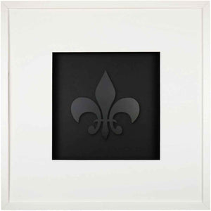 Quadratwerk Wandbild Pure Black Lilie 58cm - Rahmen Weiß, Hintergrund Schwarz, Passepartout Weiß/Schwarz