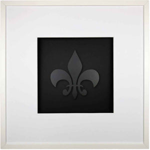Quadratwerk Wandbild Pure Black Lilie 58cm - Rahmen Weiß, Hintergrund Schwarz, Passepartout Weiß/Weiß