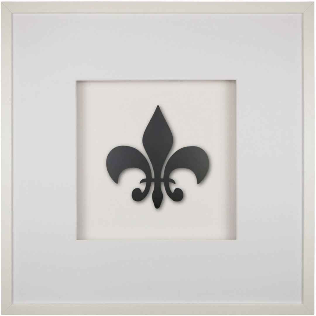 Quadratwerk Wandbild Pure Black Lilie 58cm - Rahmen Weiß, Hintergrund Weiß, Passepartout Weiß/Weiß