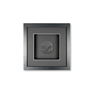 Quadratwerk Wandbild Pure Black Totenkopf 27cm - Rahmen Schwarz, Hintergrund Schwarz, Passepartout Schwarz/Weiß