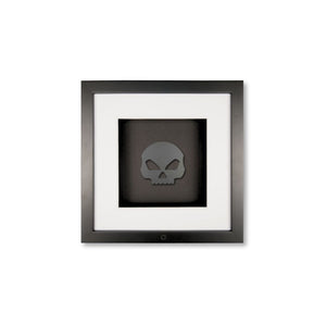 Quadratwerk Wandbild Pure Black Totenkopf 27cm - Rahmen Schwarz, Hintergrund Schwarz, Passepartout Weiß/Weiß
