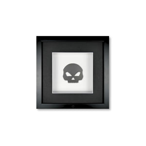 Quadratwerk Wandbild Pure Black Totenkopf 27cm - Rahmen Schwarz, Hintergrund Weiß, Passepartout Schwarz/Weiß