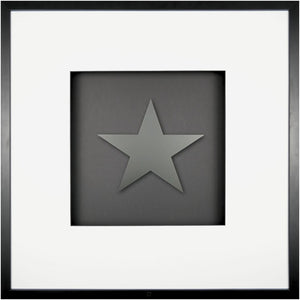 Quadratwerk Wandbild Pure Black Stern 58cm - Rahmen Schwarz, Hintergrund Schwarz, Passepartout Weiß/Schwarz