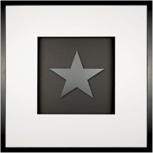 Quadratwerk Wandbild Pure Black Stern 58cm - Rahmen Schwarz, Hintergrund Schwarz, Passepartout Weiß/Weiß