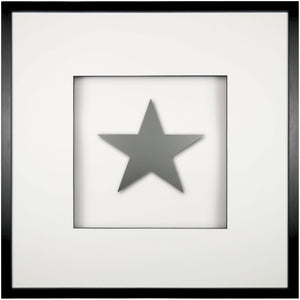 Quadratwerk Wandbild Pure Black Stern 58cm - Rahmen Schwarz, Hintergrund Weiß, Passepartout Weiß/Schwarz