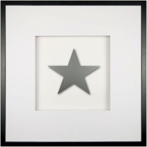 Quadratwerk Wandbild Pure Black Stern 58cm - Rahmen Schwarz, Hintergrund Weiß, Passepartout Weiß/Weiß