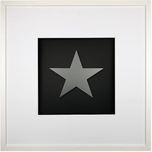 Quadratwerk Wandbild Pure Black Stern 58cm - Rahmen Weiß, Hintergrund Schwarz, Passepartout Weiß/Weiß