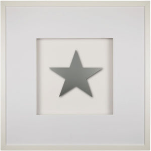 Quadratwerk Wandbild Pure Black Stern 58cm - Rahmen Weiß, Hintergrund Weiß, Passepartout Weiß/Weiß