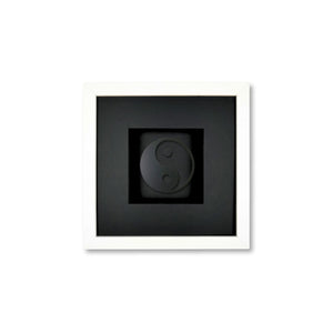 Quadratwerk Wandbild Pure Black Yin & Yan 27cm - Rahmen Weiß, Hintergrund Schwarz, Passepartout Schwarz/Schwarz