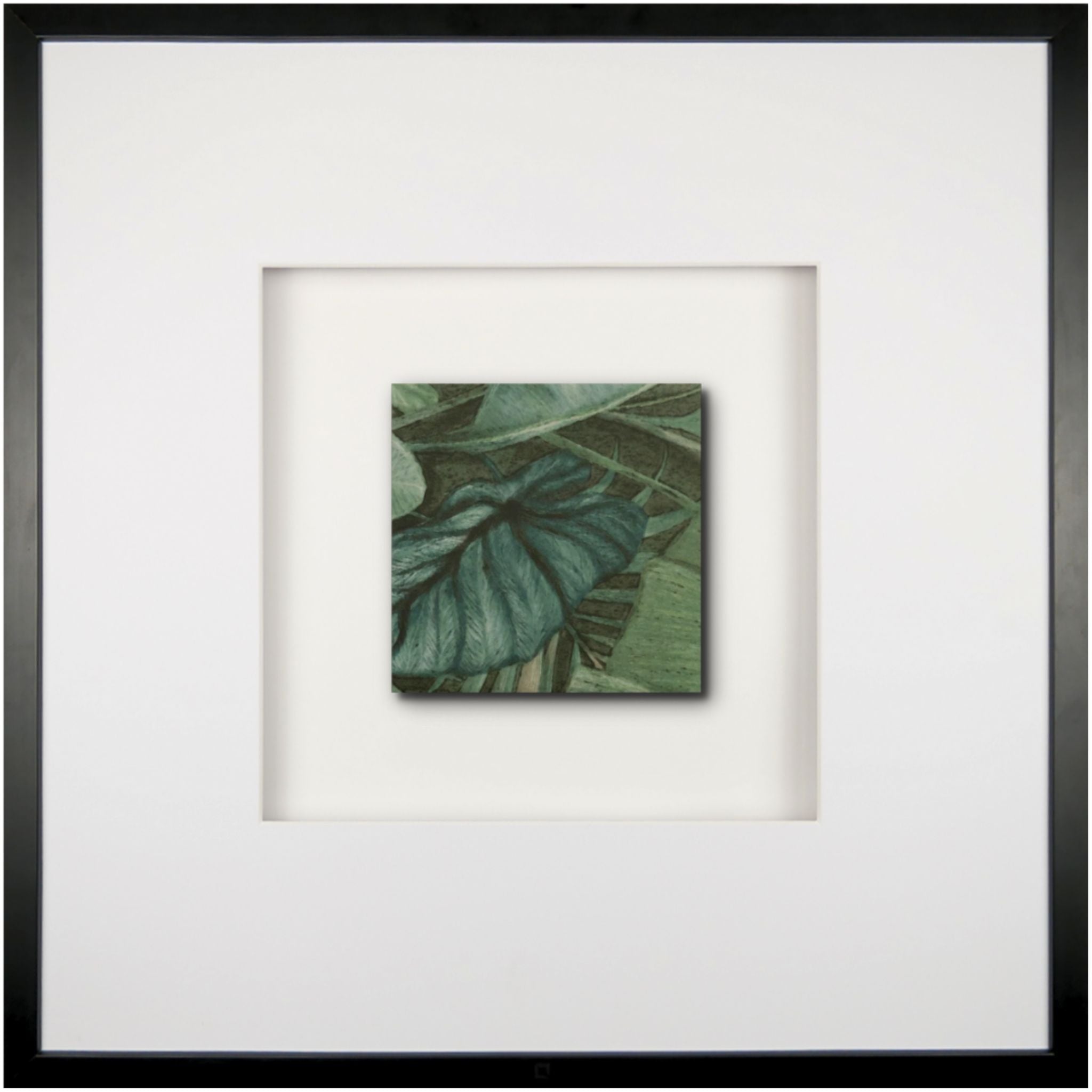 Quadratwerk Wandbild Signature Tile Eden 58m - Rahmen Schwarz, Hintergrund Weiß, Passepartout Weiß/Weiß