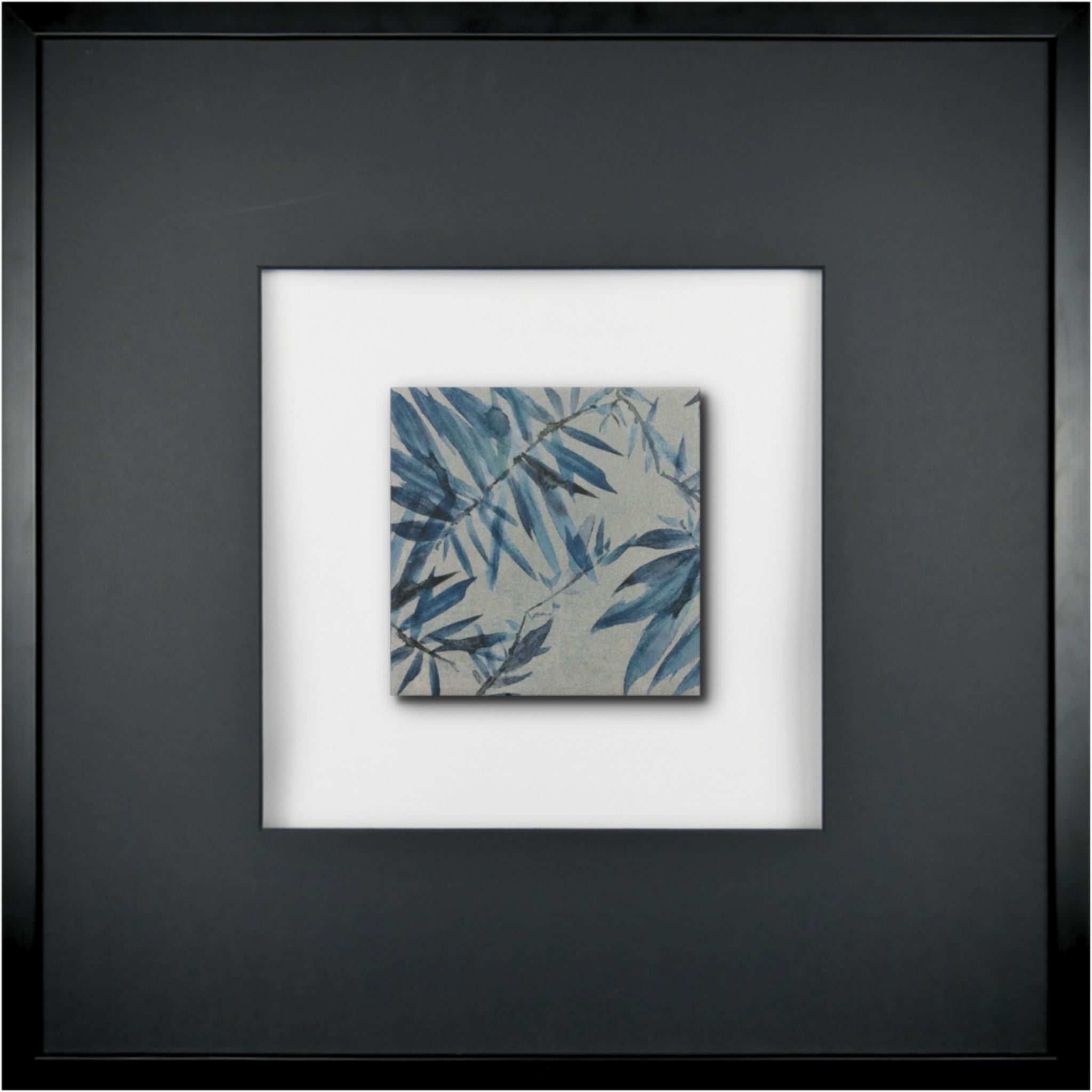 Quadratwerk Wandbild Signature Tile Empire 58m - Rahmen Schwarz, Hintergrund Weiß, Passepartout Schwarz/Schwarz