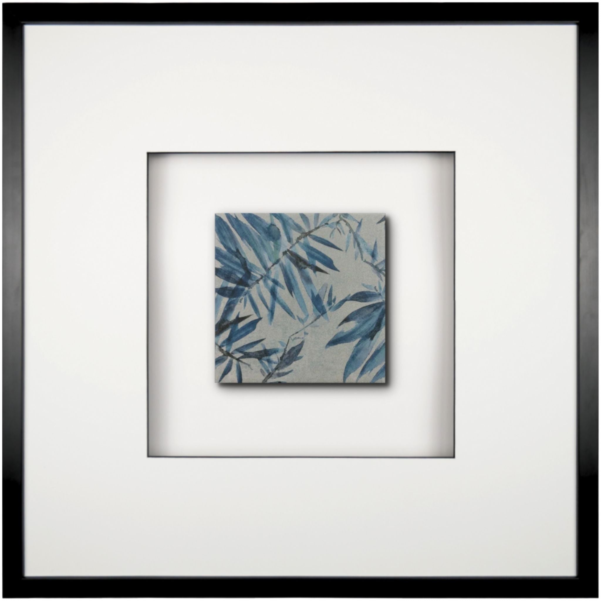 Quadratwerk Wandbild Signature Tile Empire 58m - Rahmen Schwarz, Hintergrund Weiß, Passepartout Weiß/Schwarz