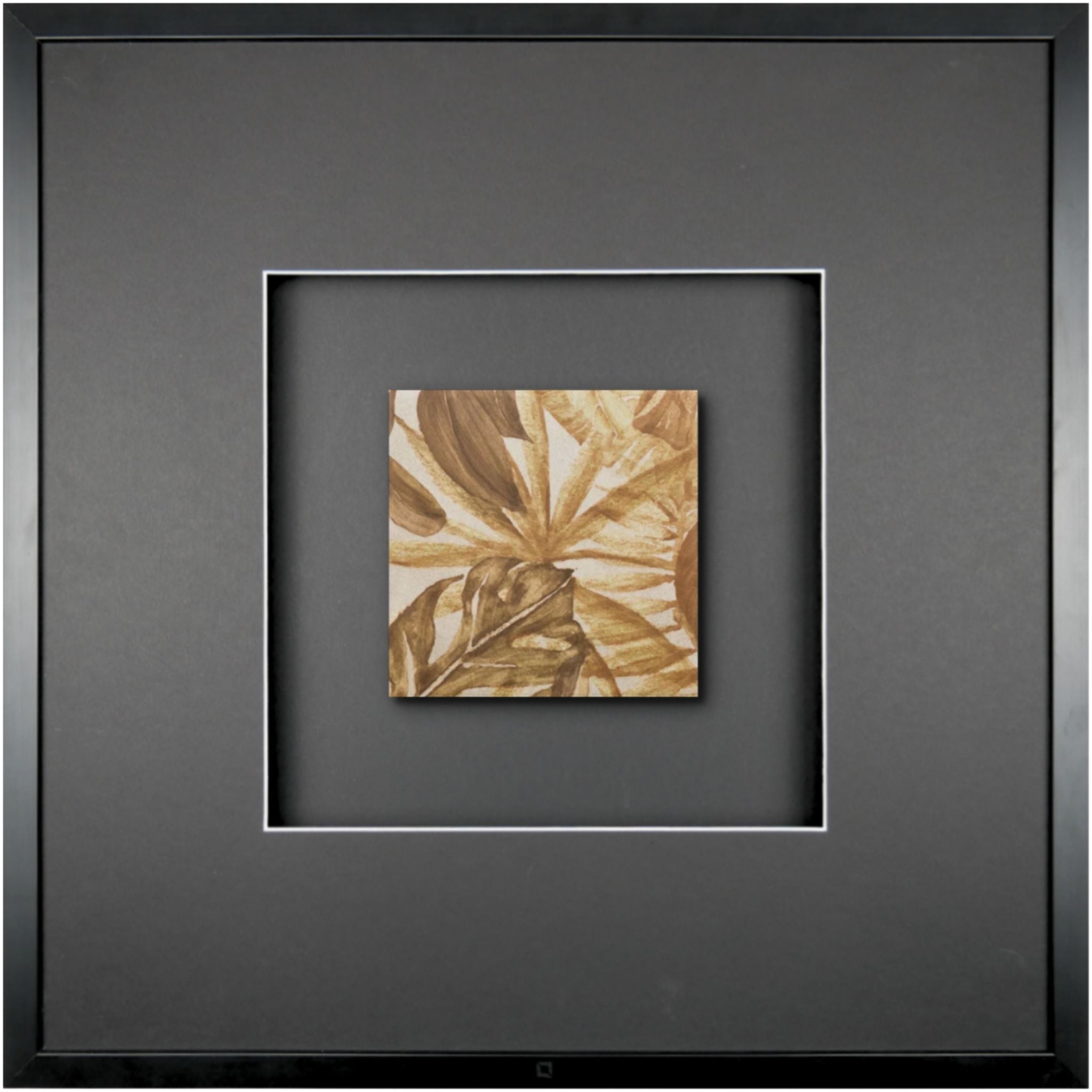 Quadratwerk Wandbild Signature Tile Terra 58m - Rahmen Schwarz, Hintergrund Schwarz, Passepartout Schwarz/Weiß