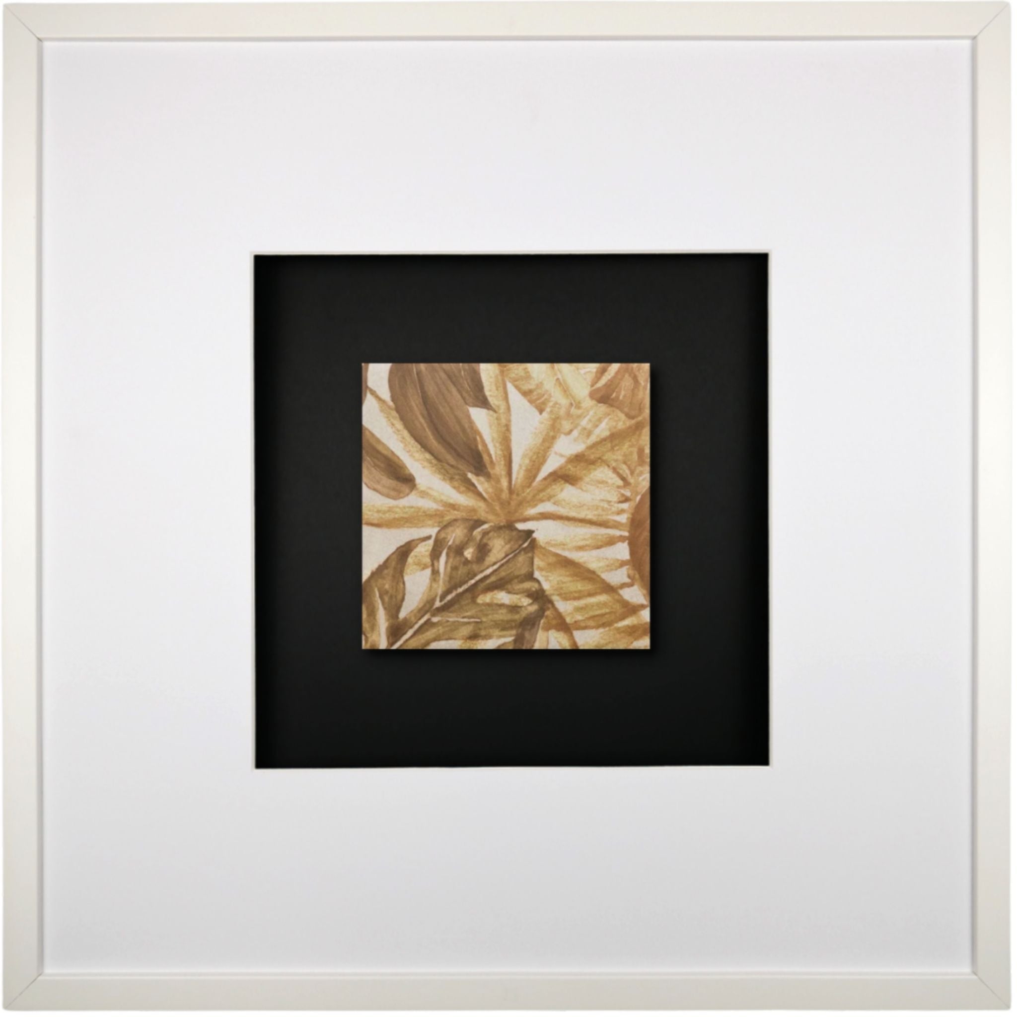 Quadratwerk Wandbild Signature Tile Terra 58m - Rahmen Weiß, Hintergrund Schwarz, Passepartout Weiß/Weiß