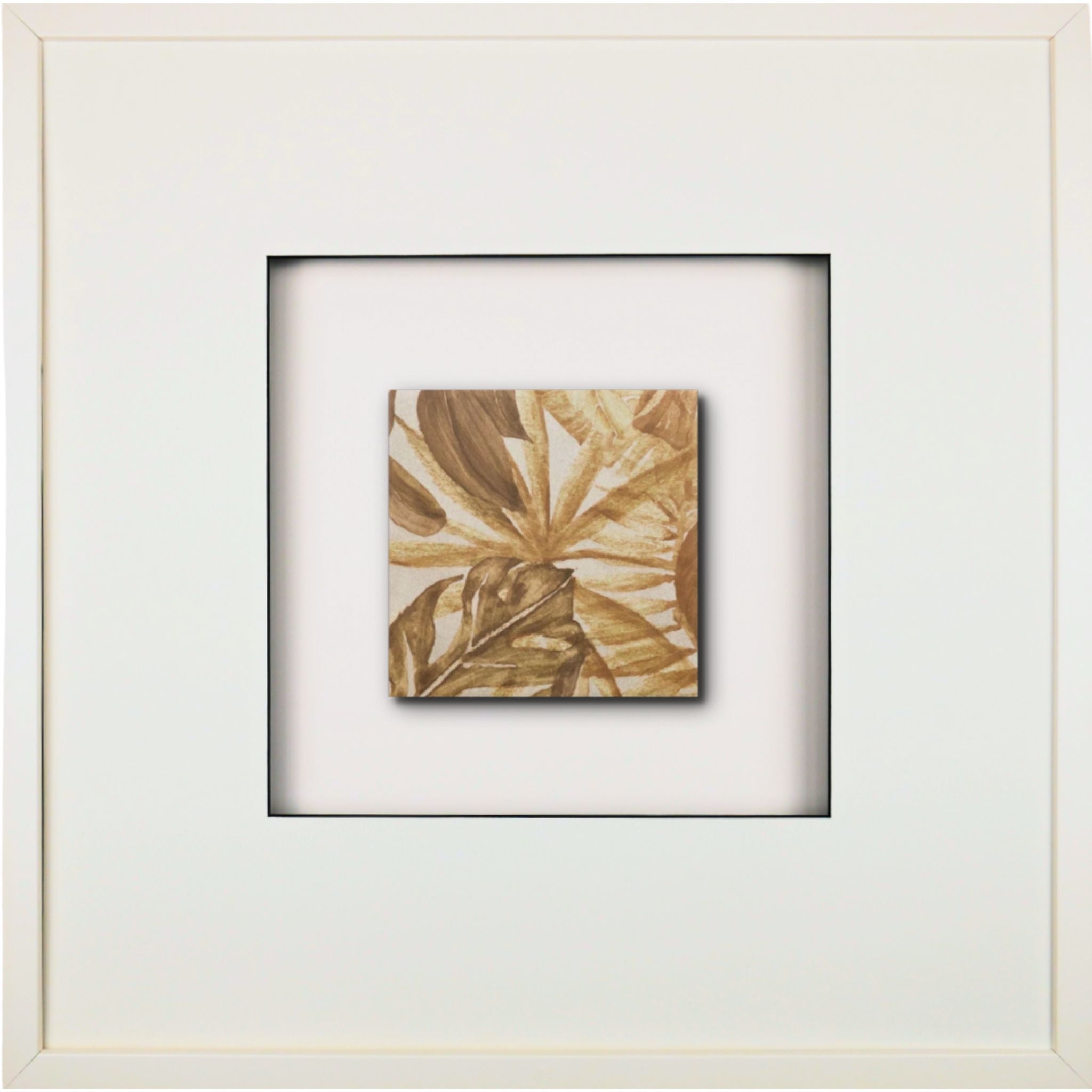 Quadratwerk Wandbild Signature Tile Terra 58m - Rahmen Weiß, Hintergrund Weiß, Passepartout Weiß/Schwarz