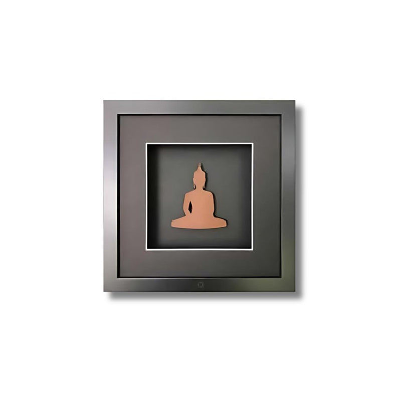Quadratwerk Wandbild Urban Rust Buddha 27cm - Rahmen Schwarz, Hintergrund Schwarz, Passepartout Schwarz/Weiß