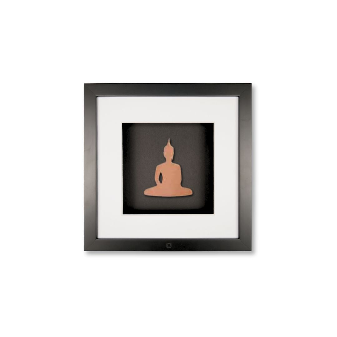 Quadratwerk Wandbild Nahaufnahme Detailansicht Urban Rust Buddha 27cm - Rahmen Schwarz, Hintergrund Schwarz, Passepartout Weiß/Weiß
