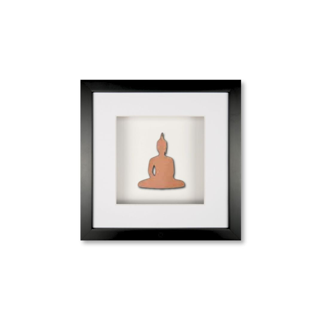 Quadratwerk Wandbild Nahaufnahme Detailansicht Urban Rust Buddha 27cm - Rahmen Schwarz, Hintergrund Weiß, Passepartout Weiß/Weiß
