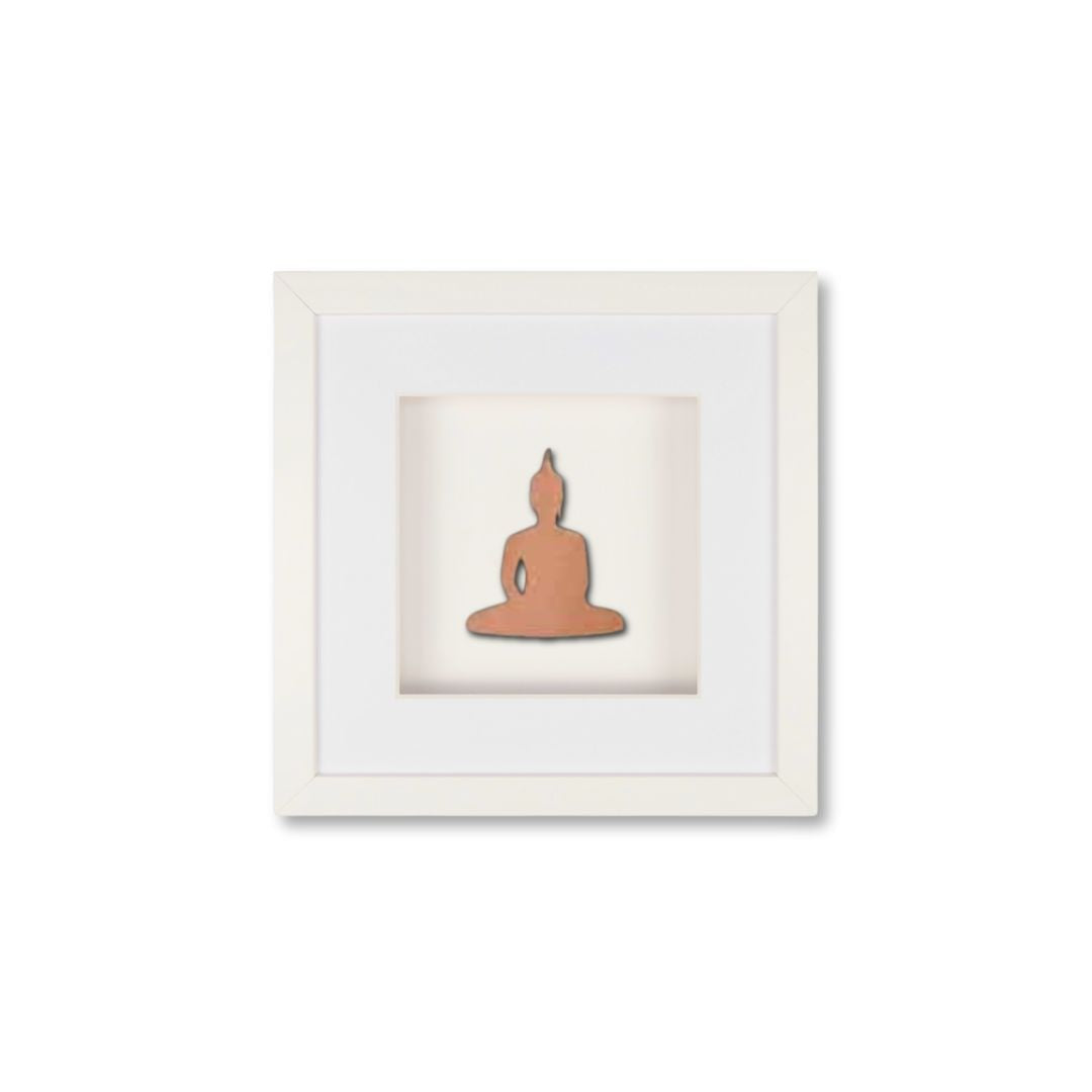 Quadratwerk Wandbild Nahaufnahme Detailansicht Urban Rust Buddha 27cm - Rahmen Weiß, Hintergrund Weiß, Passepartout Weiß/Weiß